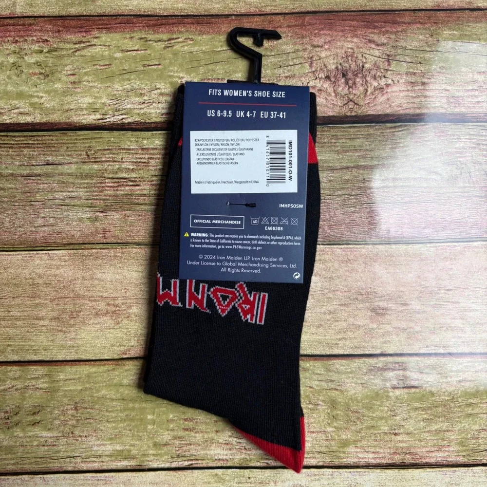 Iron Maiden Women's Socks Black Red Heavy Metal Rock Band One Size NWT